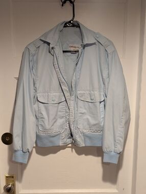 Vintage California Ivy Light Blue Casual Bomber Jacket